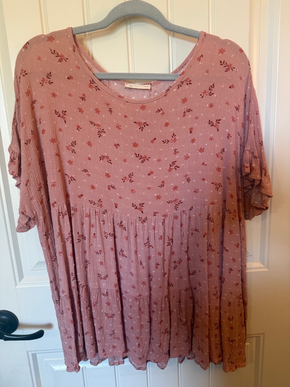 Reborn J Mauve Pink Floral Babydoll Blouse